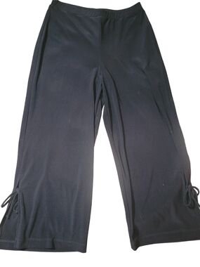 Frank Lyman Women's Black Cropped Wide Leg Tie Hem Pants Size 4